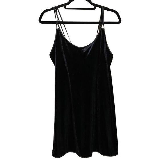 Vintage Angelique Velour Black Slip Dress - Picture 1 of 5